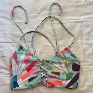Mara Hoffman lattice weave bikini top in Marimba size XL